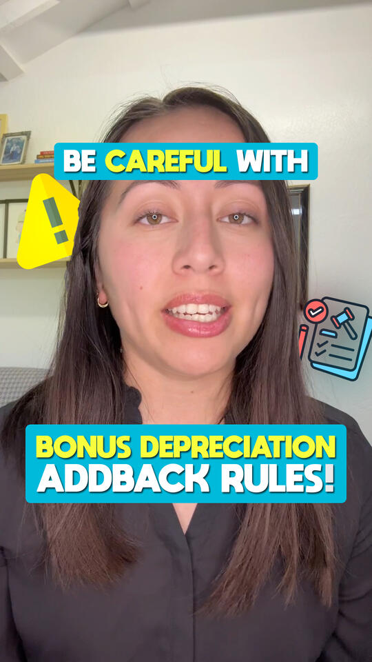 @lizhernandezcpa - Watch out for bonus deprecation addback rules - Real Estate Tax Advice